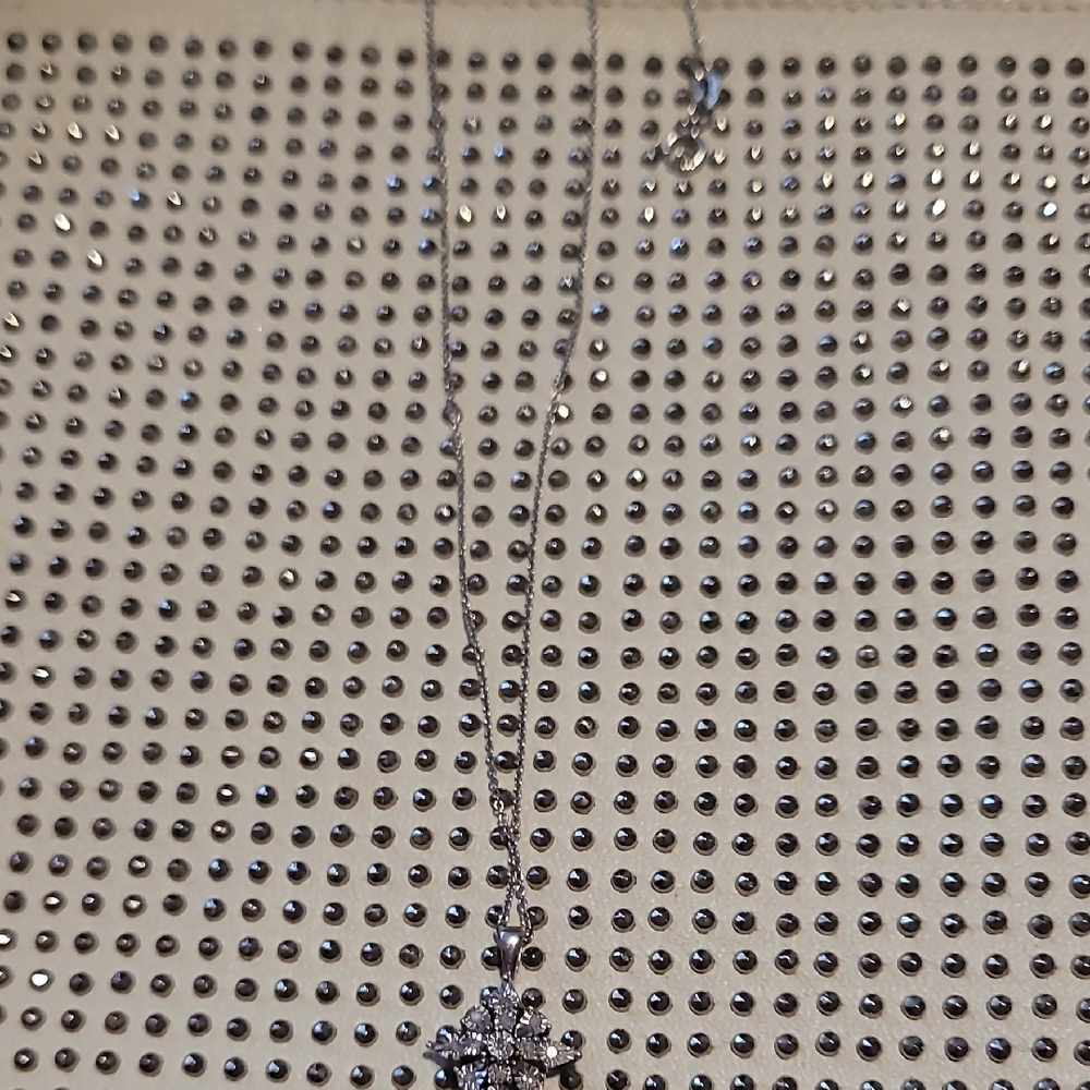 Bundle Macy's Silver Necklace And Earrings with Dainty Crystal Pendant